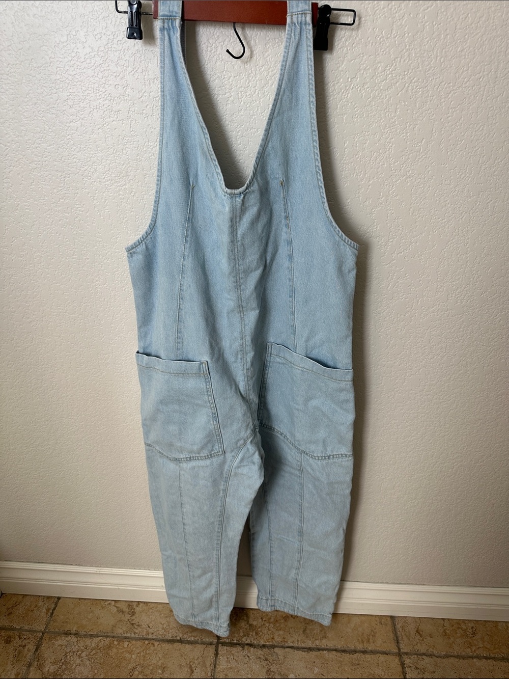 We The Free Light Blue Denim Overalls Jumpsuit